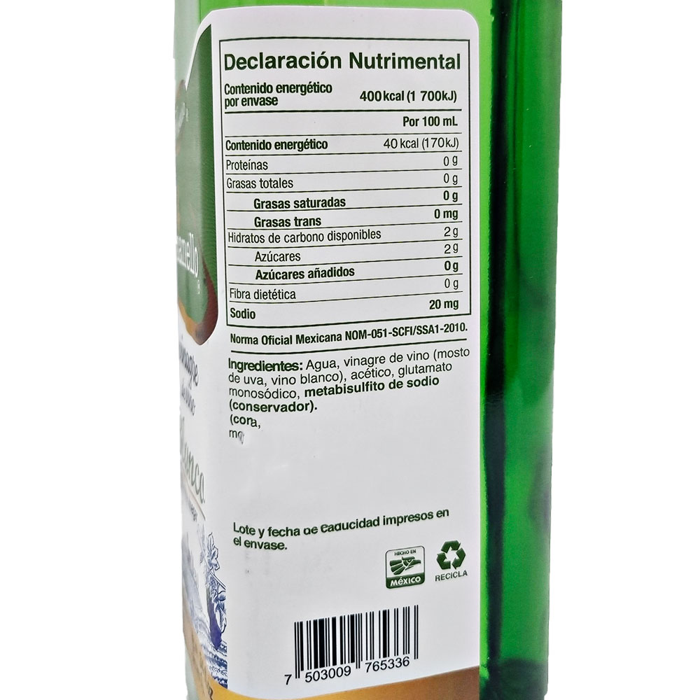Vinagre Vino Blanco 1 Lt Gourmet Pianello Carnes Salsas