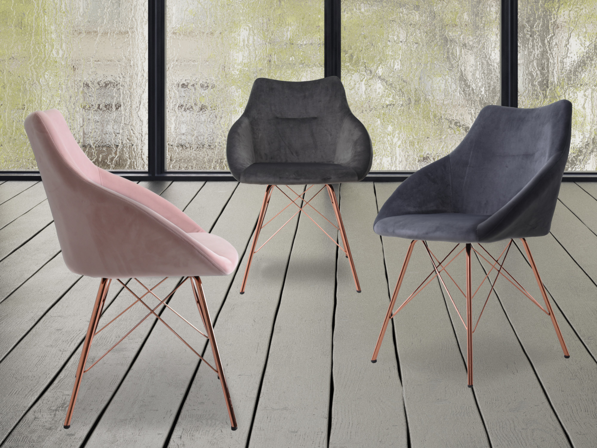 2 Sillones Individuales Jewel de Tela color Rosa
