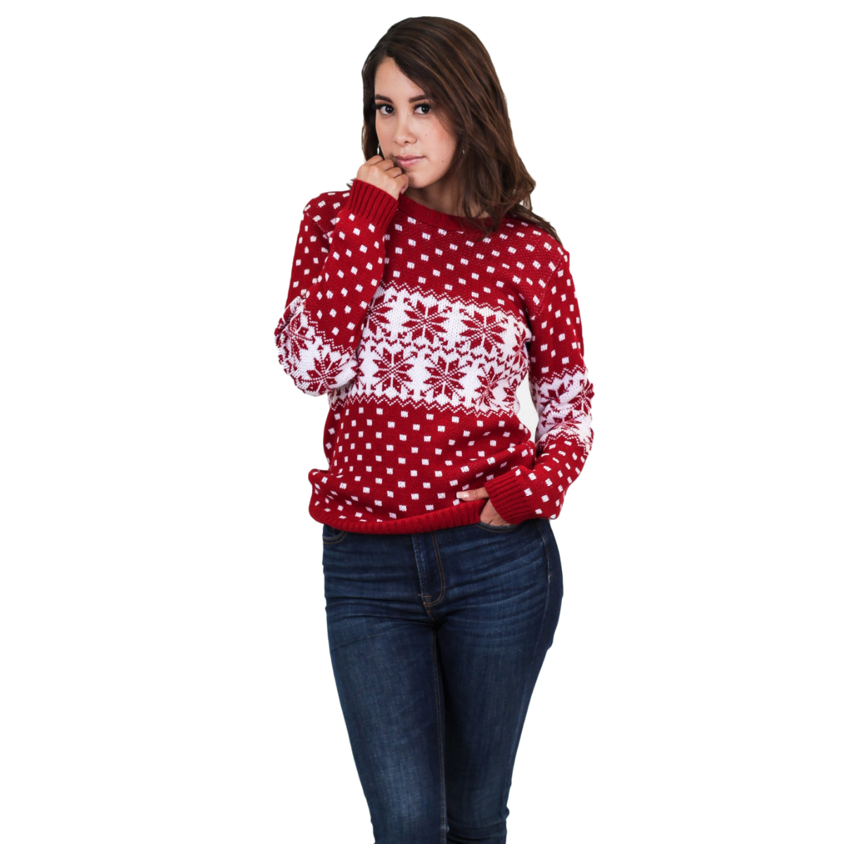 Sueter Ugly Navideño De Noche Buena Para Mujer 59 - Rojo