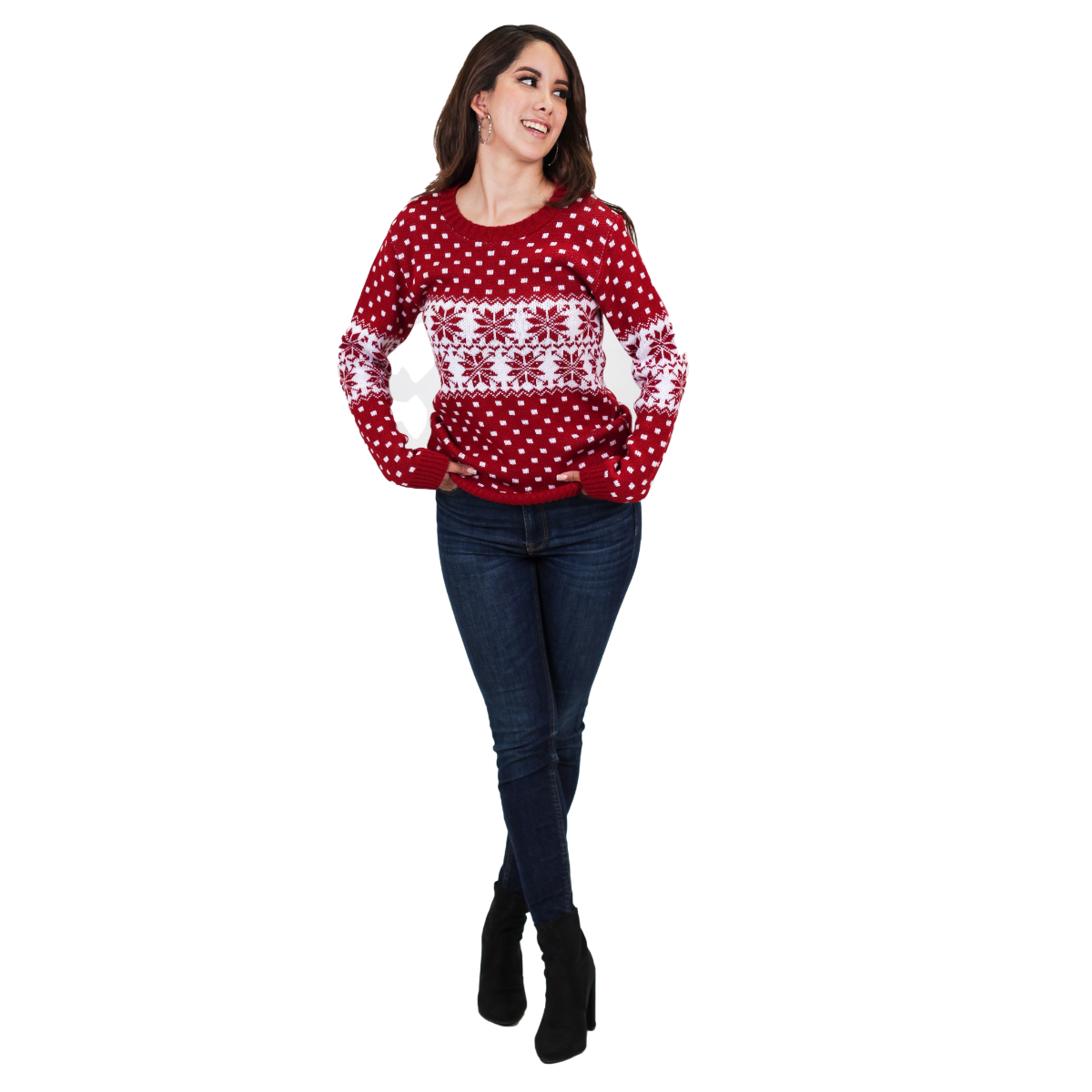 Sueter Ugly Navideño De Noche Buena Para Mujer 59 - Rojo