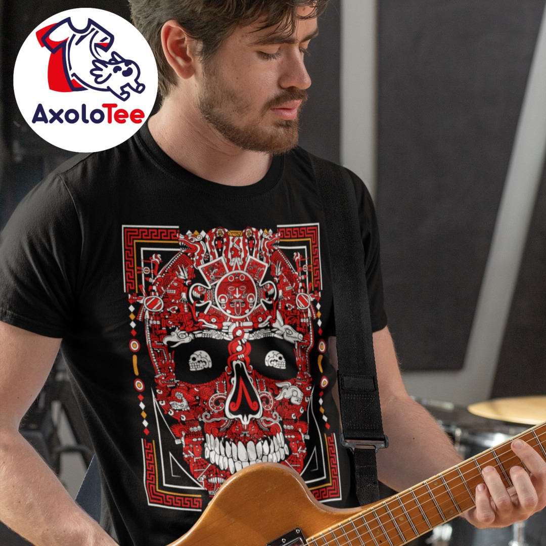 Playera Caballero- Cráneo Rojo Azteca