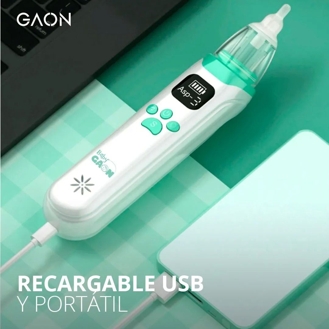 Aspirador Nasal Para Bebe Saca Mocos Electrico Blanco con Menta