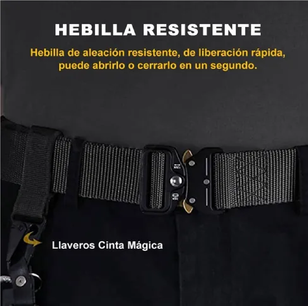 Cinturón Táctico De Nylon Ajustable Con 3pack Ganchos 125 Cm Caqui