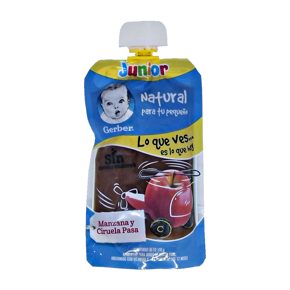 Papilla Gerber Bebe Pouch Viaje Manzana Y Ciruela Alimento