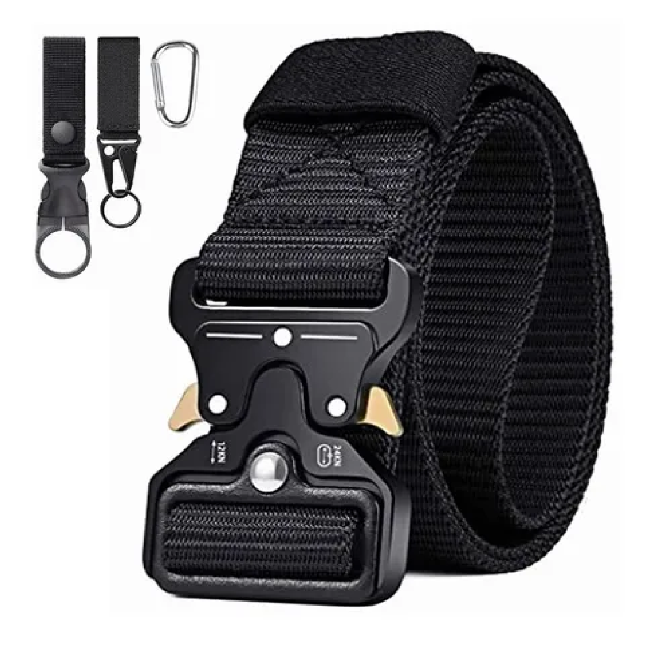 Cinturón Táctico De Nylon Ajustable Con 3pack Ganchos 125 Cm Negro