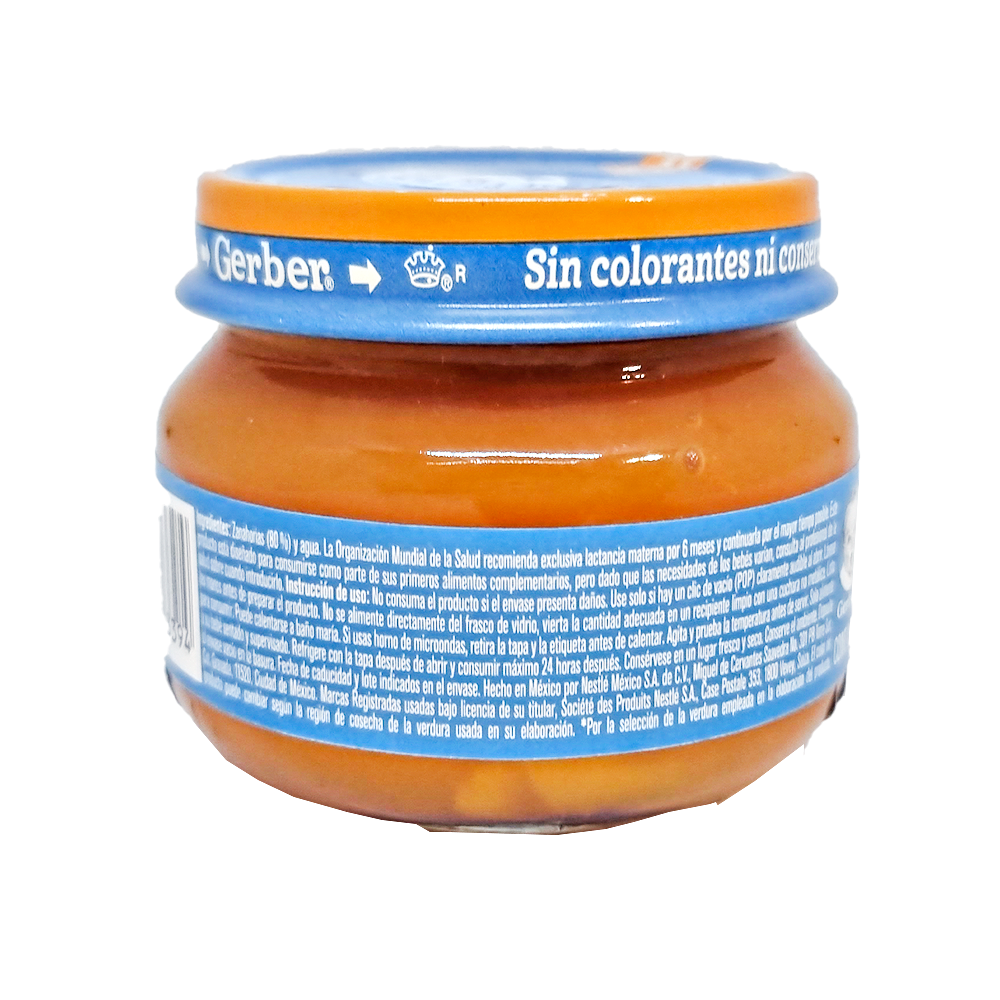 Gerber Papilla Zanahoria 71g Cosecha Natural Vidrio Frasco