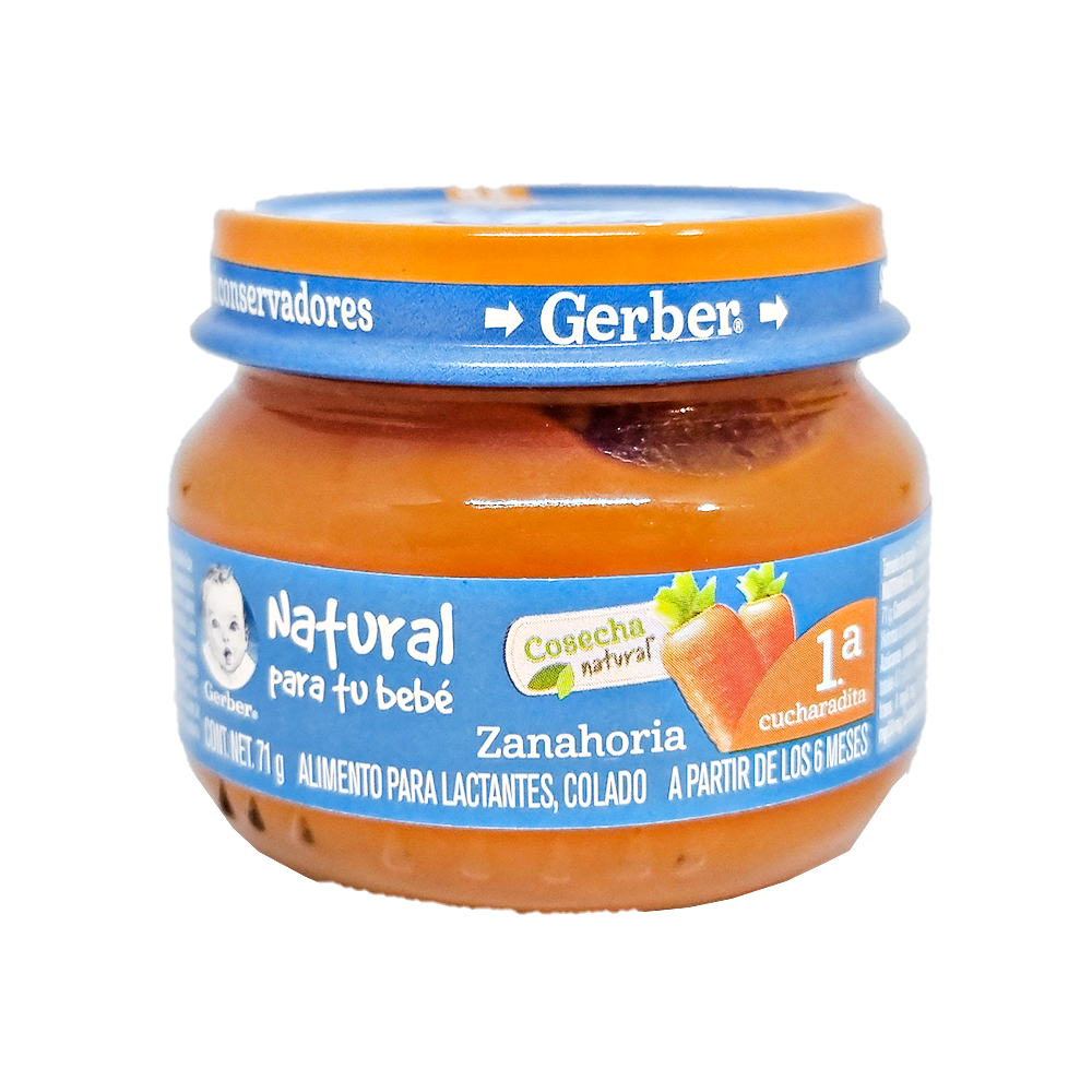 Gerber Papilla Zanahoria 71g Cosecha Natural Vidrio Frasco