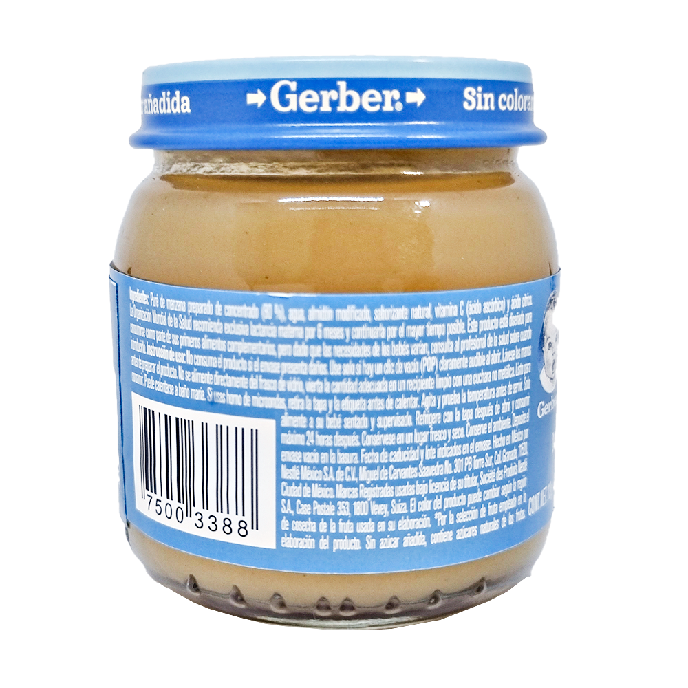 Gerber Papilla Manzana 113g Cosecha Natural Vidrio Frasco