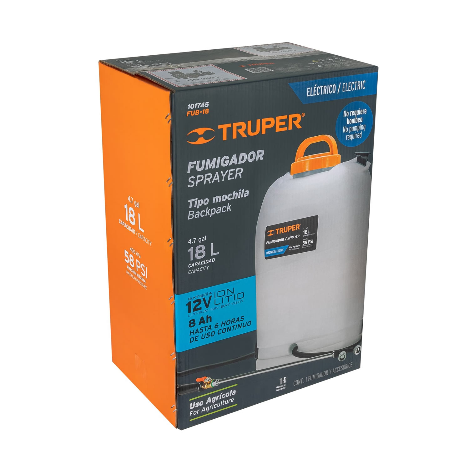 Fumigador Eléctrico Truper Sprayer FUB-18 Tipo Mochila SMAC