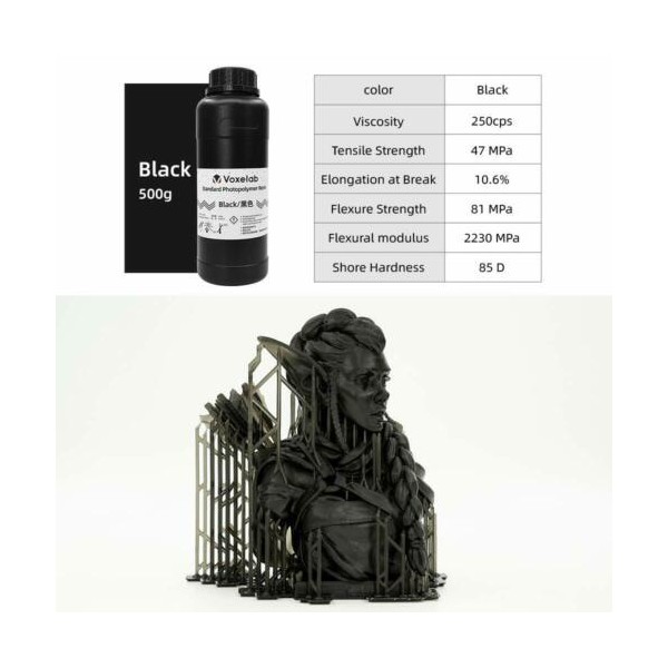 Resina de Impresora Fotopolimero Estándar Voxelab color Negro
