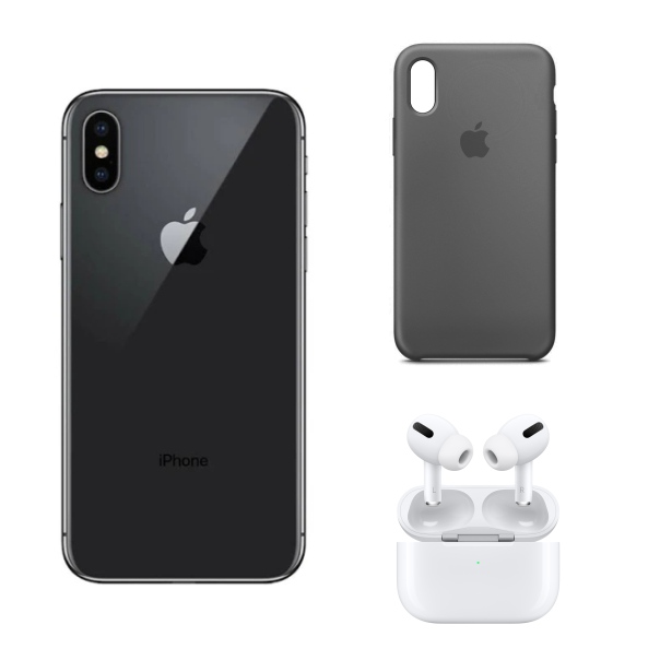 Apple Iphone X Negro 256GB Reacondicionado Grado A + Audifonos Inalambricos + Funda .
