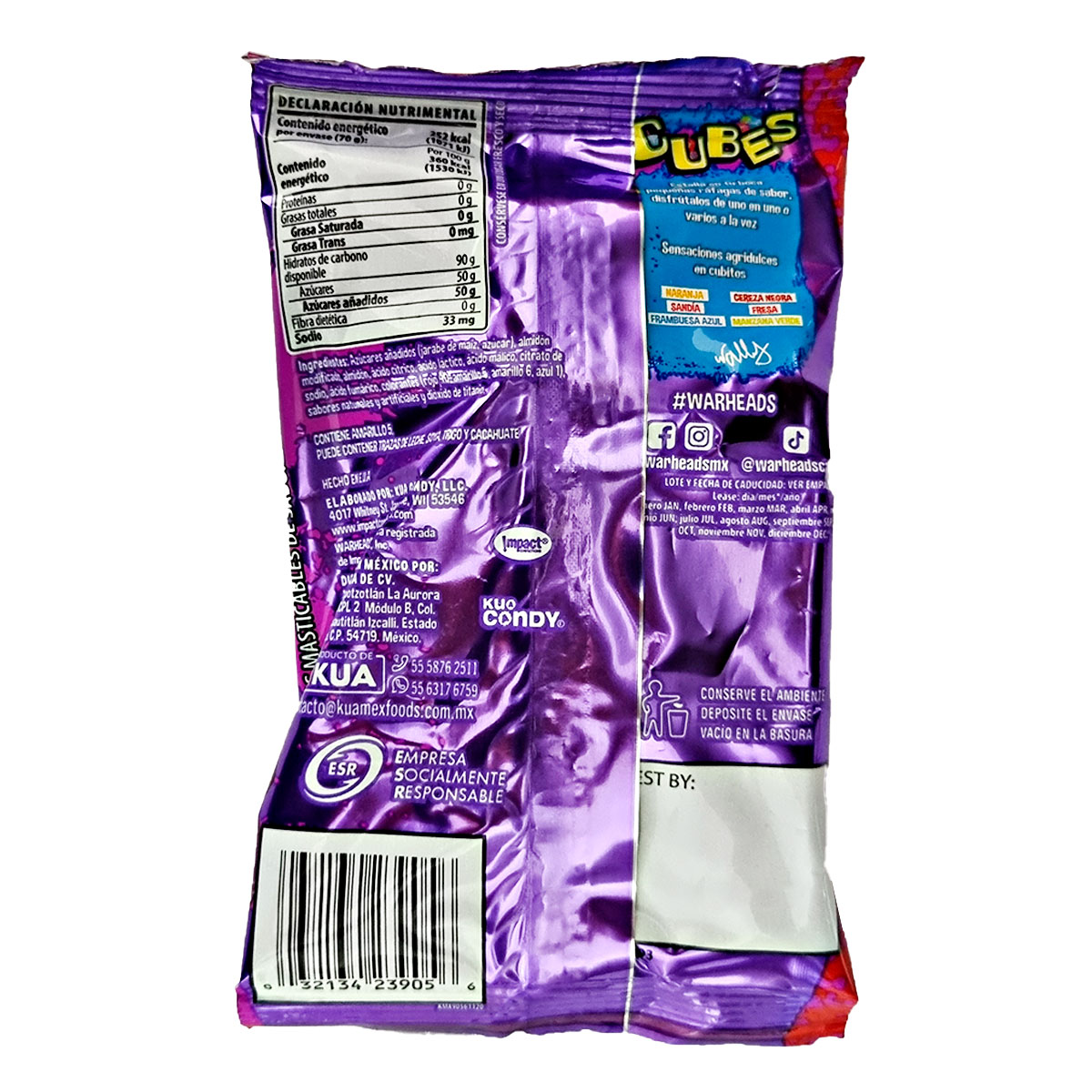 Gomitas Agridulces Warheads Cubes Sabor A Frutas 70g Usa importadas