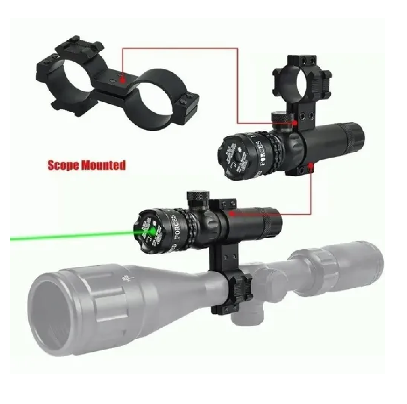 Mira Laser Verde Rifle Tactic Montura Picatinny Y Cola Raton