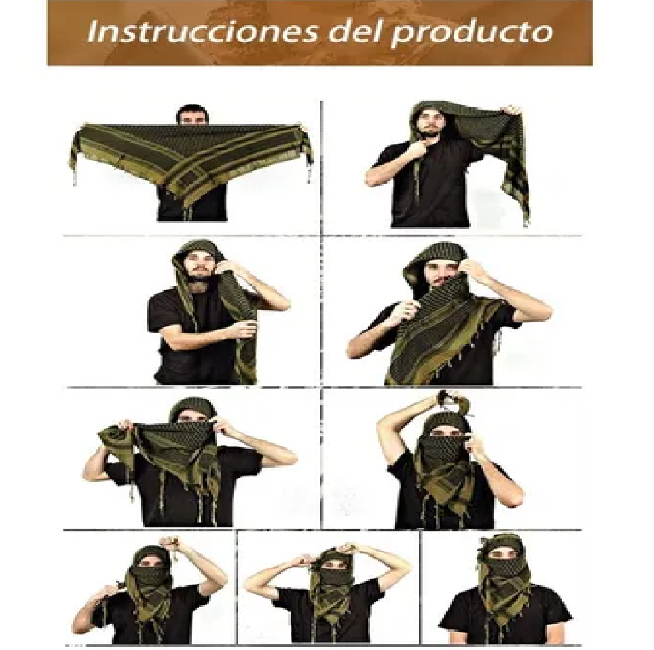  Palestinas Bufanda Militar Algodón Multiusos, Unisex Negro