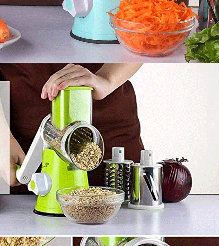 Cortador Rallador Manual De Vegetal 3 Cabezas Queso Cocina Comida