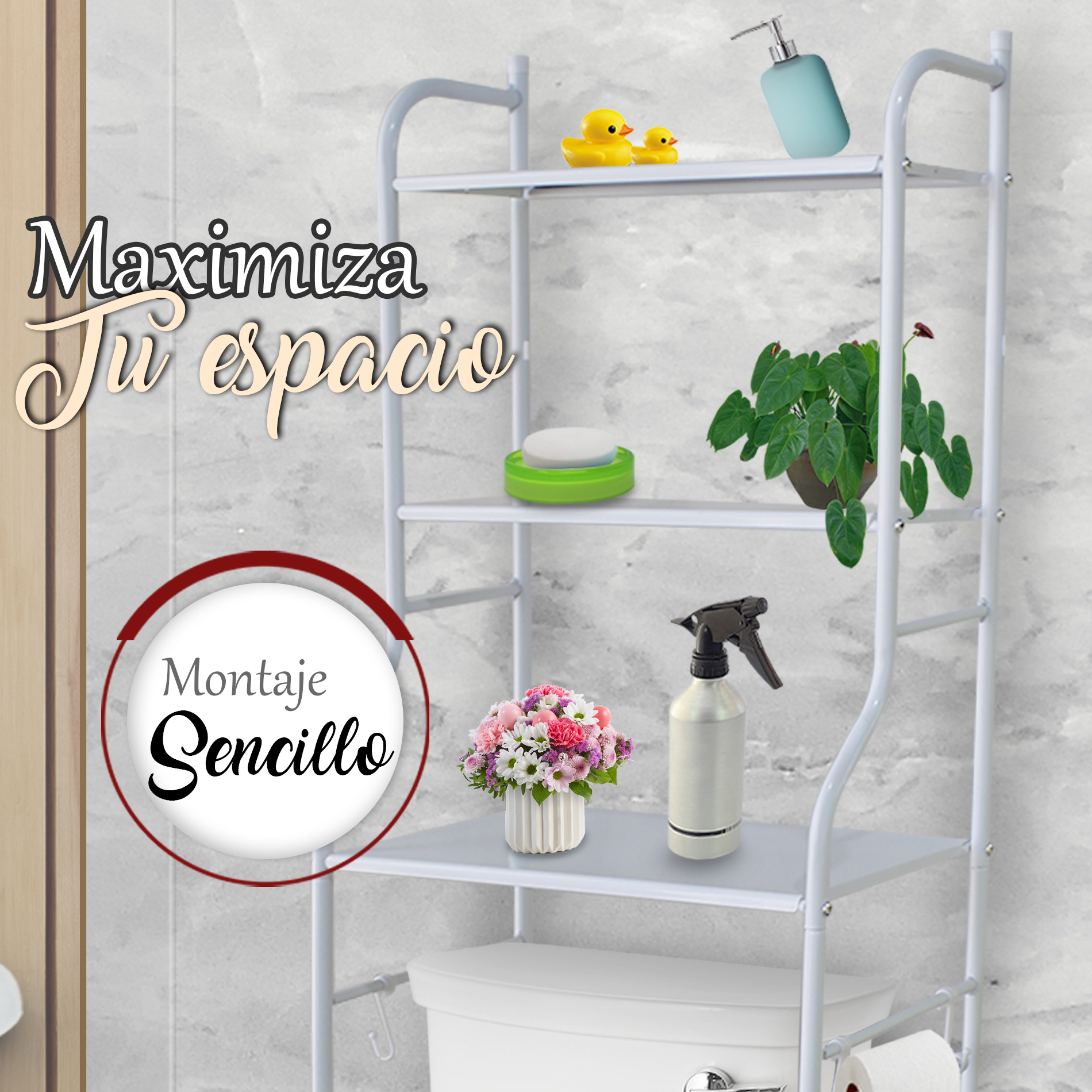 Mueble Organizador De Baño Wc Rack 3 Niveles Sanitario 30kg