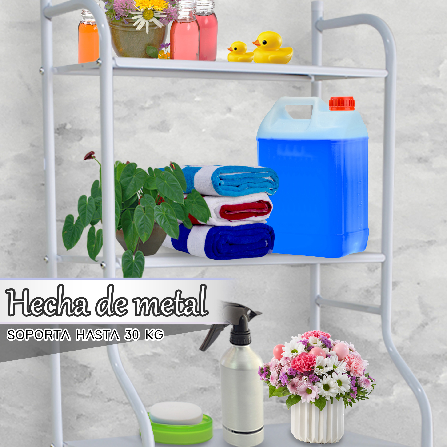 Mueble Organizador De Baño Wc Rack 3 Niveles Sanitario 30kg