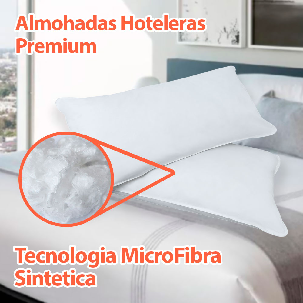 2 Almohadas de Pluma De Ganso Alternativo Hipoalergenico King Size .