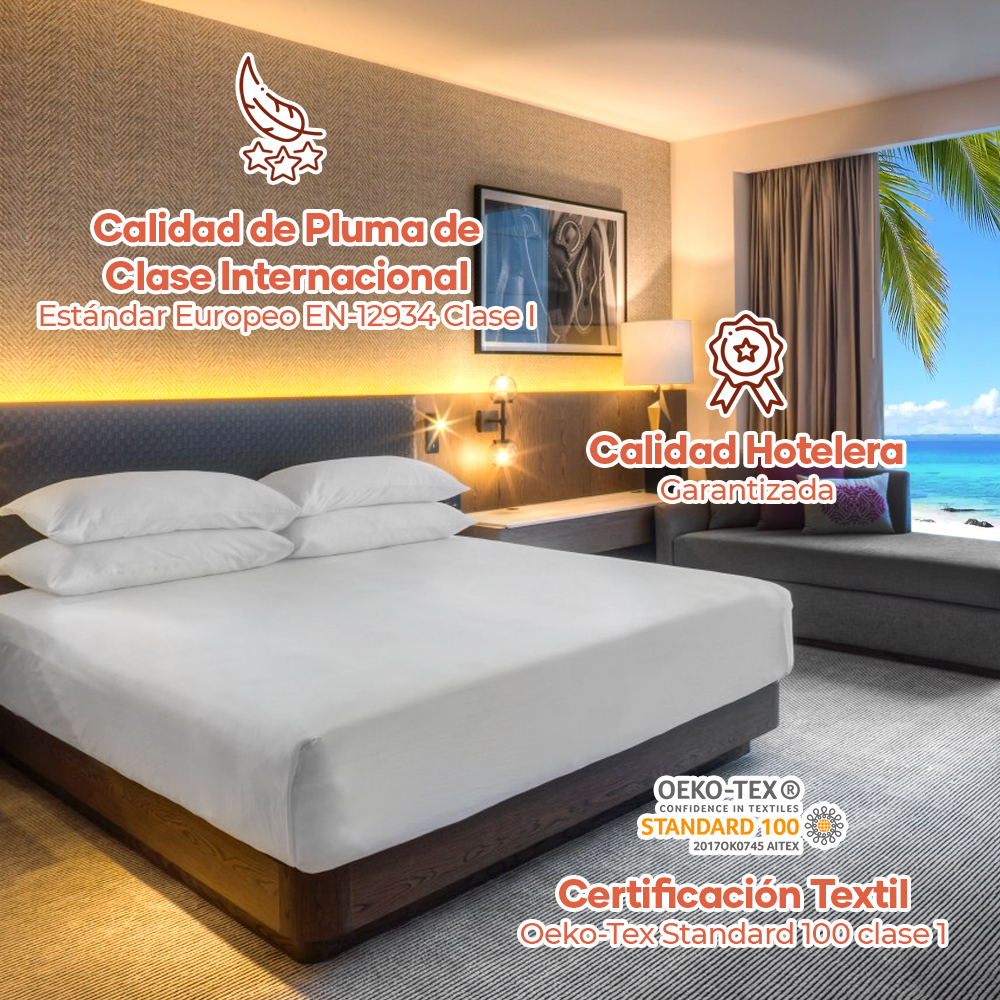 2 Almohadas De Pluma/plumón De Ganso Natural 95/5 Hipoalergenico  Estándar