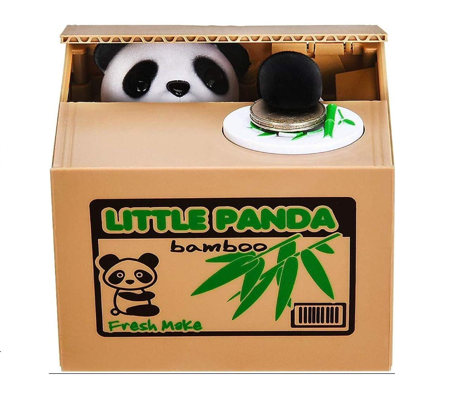 Alcancia De Figura Panda Para Niño Roba Monedas Automatica