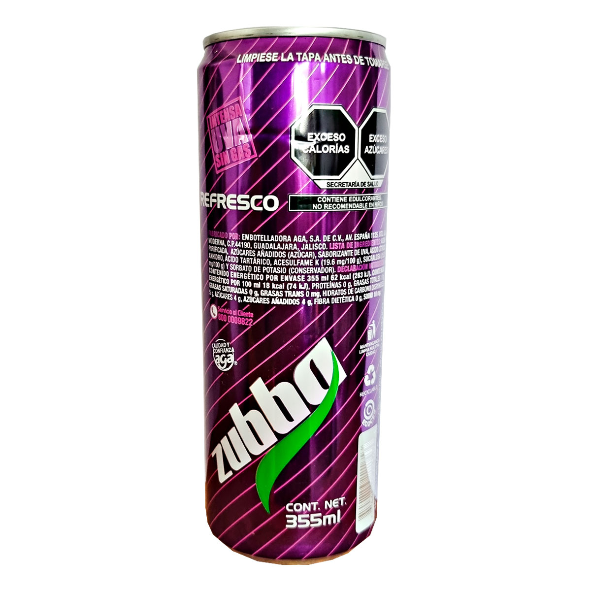 Refresco De Uva Sin Gas Zubba 355ml Lata Original