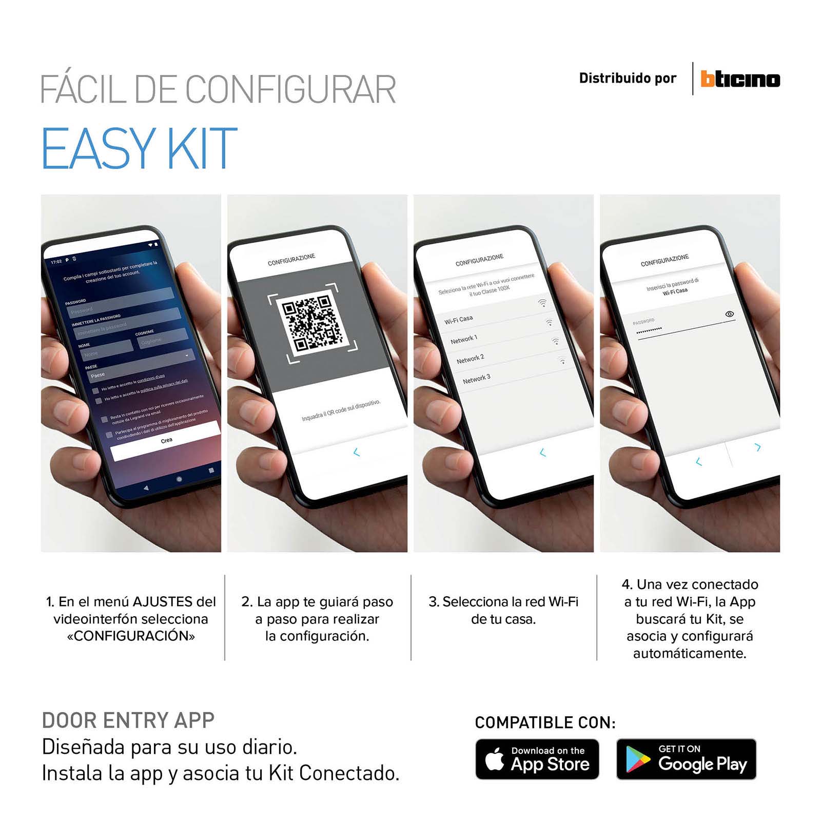 Kit de videointerfón Terraneo a color, Easy Kit