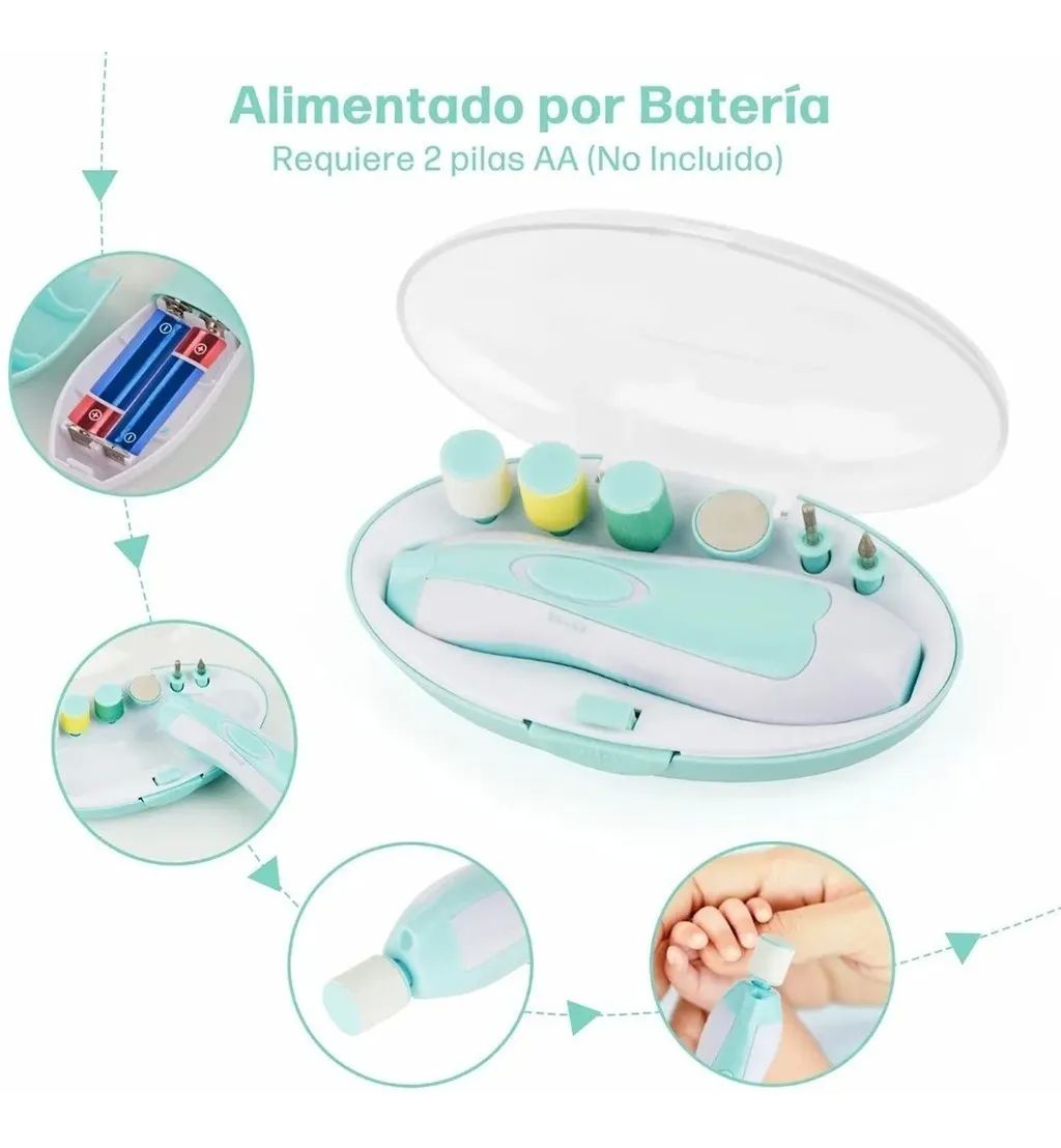 Juego De Lima De Uñas Eléctrica Para Bebés Verde