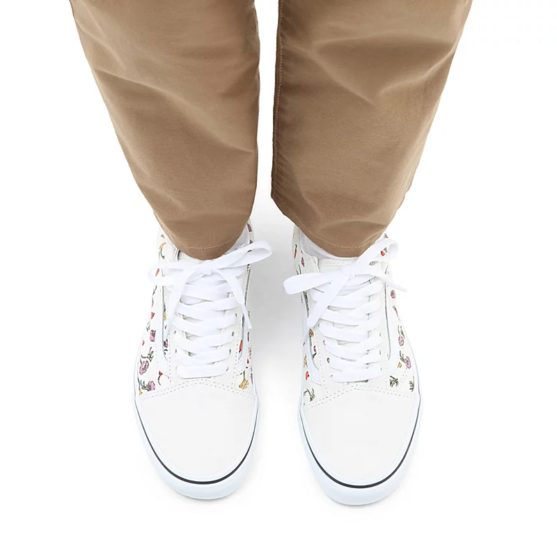 Tenis Vans Old Skool Beige Floral Casual Tallas De #22 A #26 Mujer