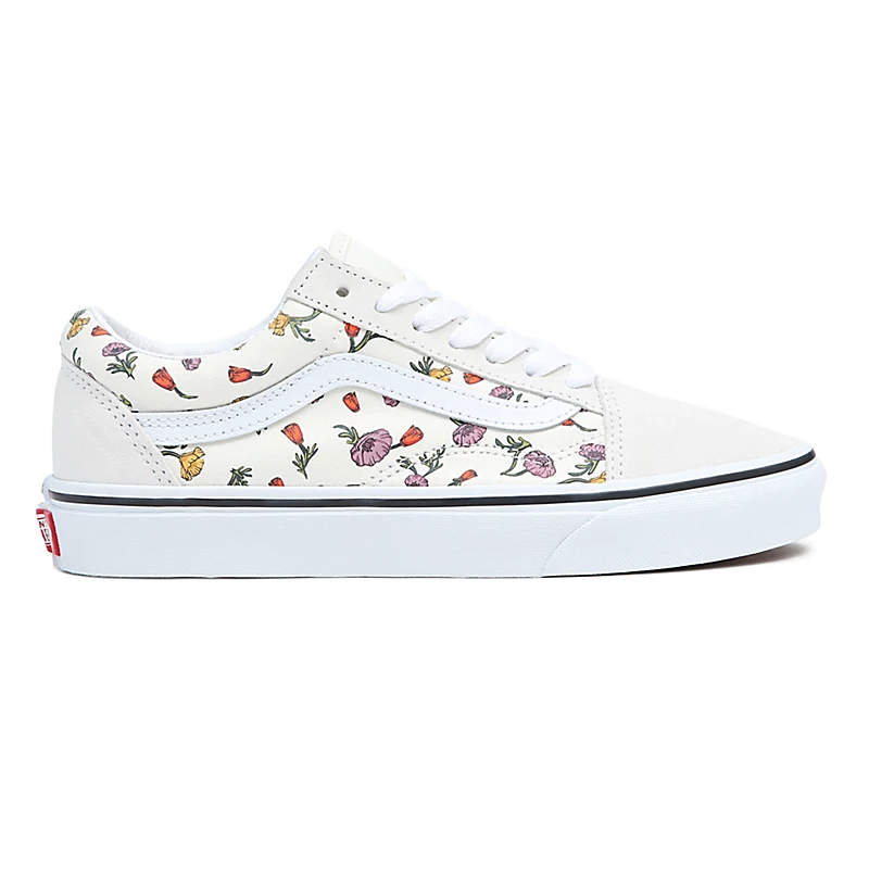 Tenis Vans Old Skool Beige Floral Casual Tallas De #22 A #26 Mujer
