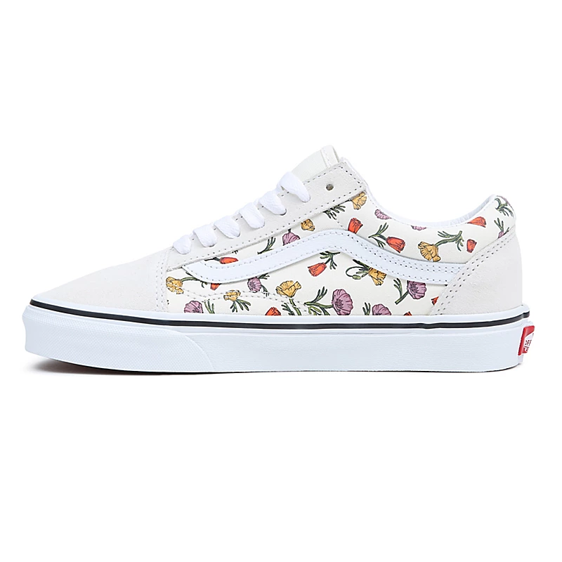 Tenis Vans Old Skool Beige Floral Casual Tallas De #22 A #26 Mujer