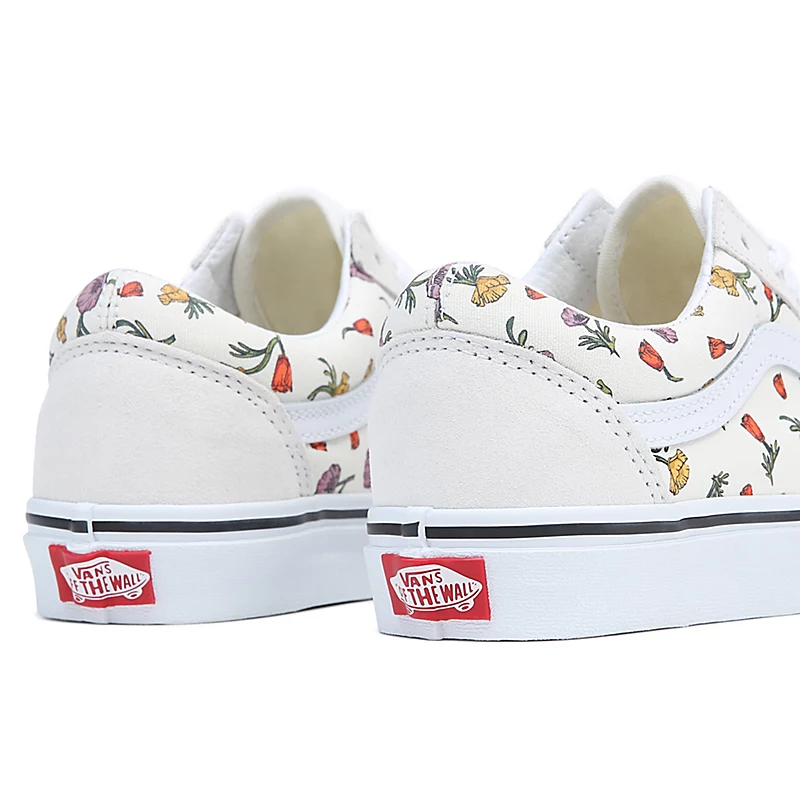 Tenis Vans Old Skool Beige Floral Casual Tallas De #22 A #26 Mujer