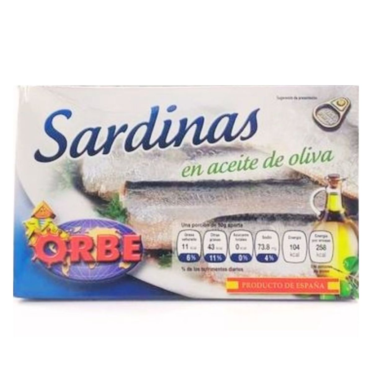 Sardinas en aceite oliva Orbe 124 g