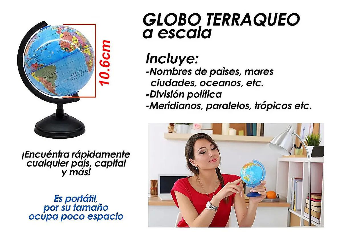 Globo Terraqueo A Escala Con Nombres Division Politica Español