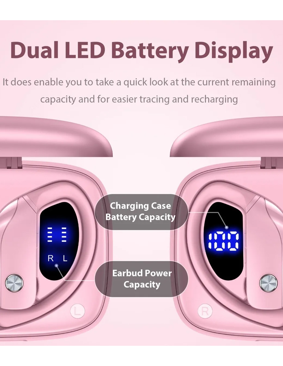 Audífonos Inalámbricos Bluetooth Petukita Box Oreja Colgante Rosa