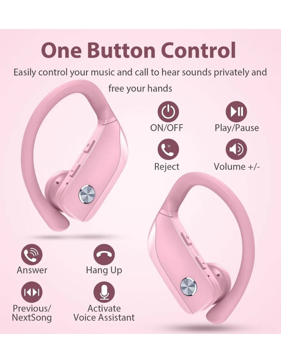 Audífonos Inalámbricos Bluetooth Petukita Box Oreja Colgante Rosa