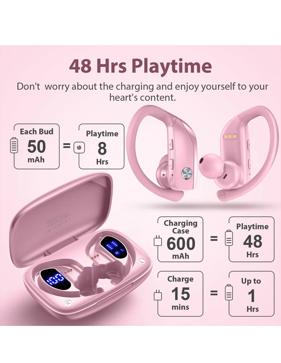 Audífonos Inalámbricos Bluetooth Petukita Box Oreja Colgante Rosa