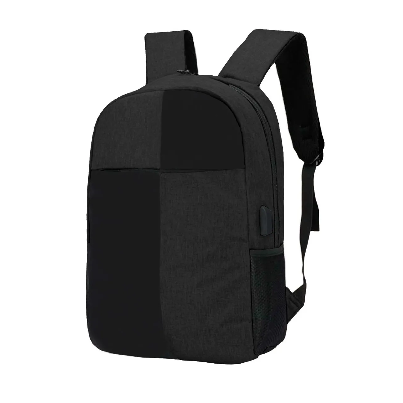 Mochila Para Laptop Carga Usb Negra De Cuadros