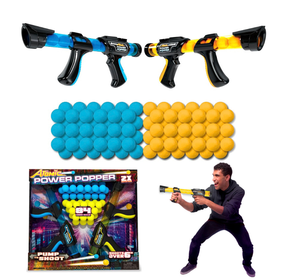 Atomic Power Popper, Paquete de 2 Lanzadores de Proyectiles de esponja