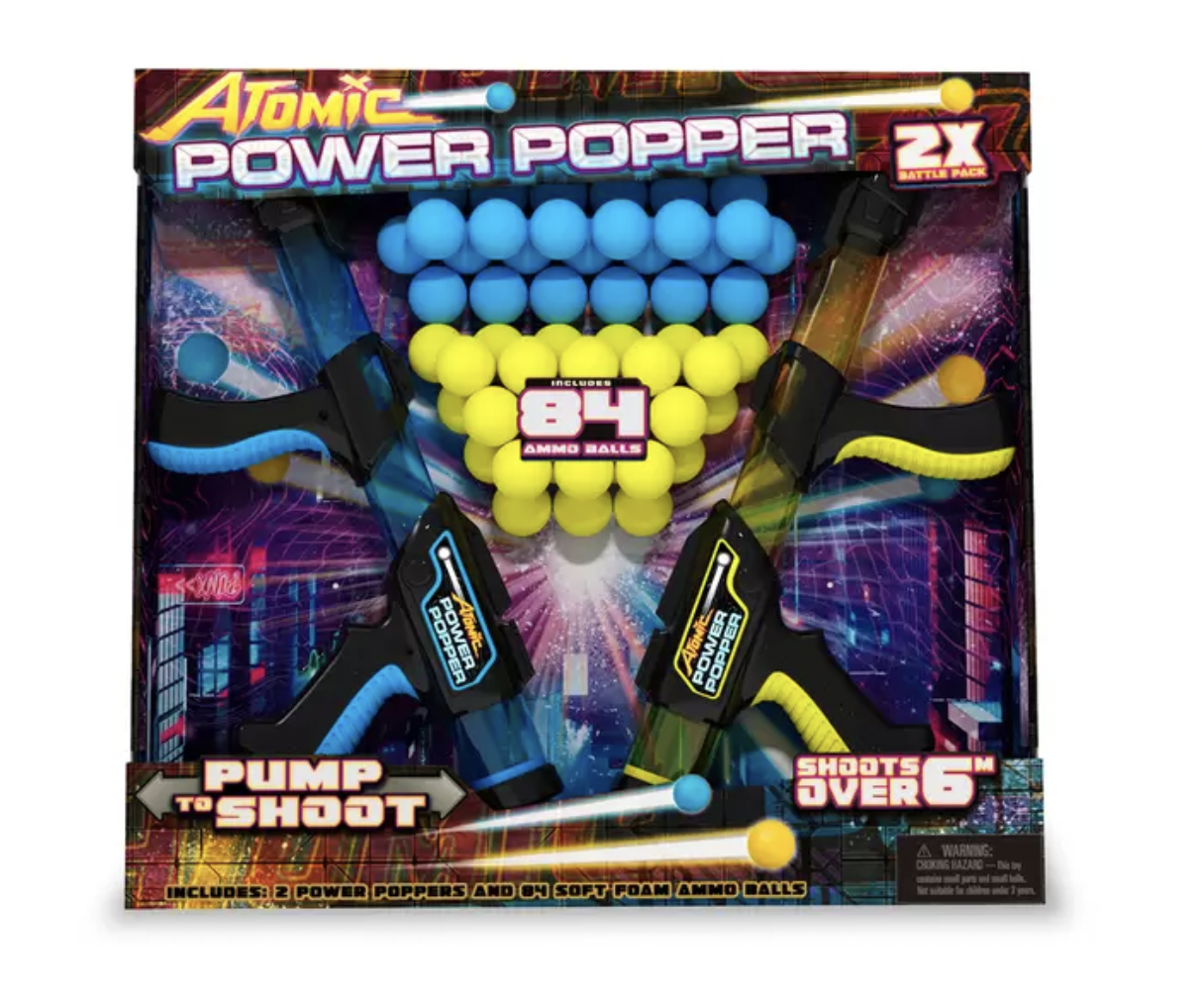 Atomic Power Popper, Paquete de 2 Lanzadores de Proyectiles de esponja