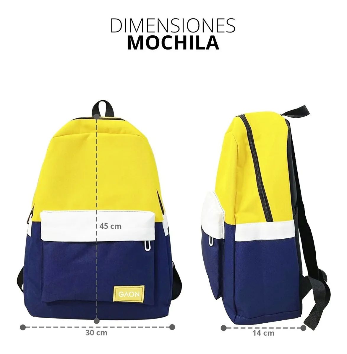 Mochila Backpack Juvenil Unisex Amarillo con Azul