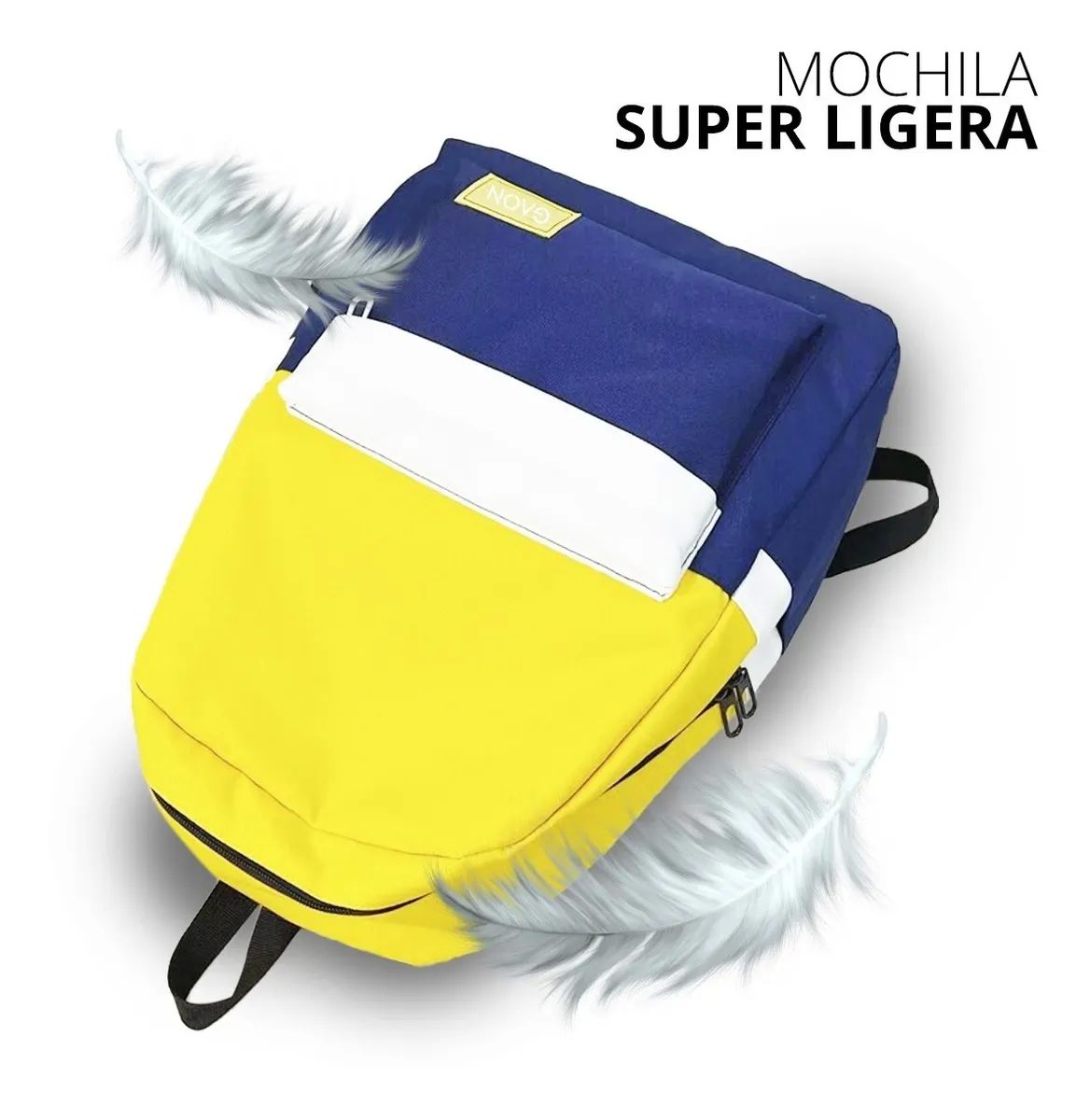 Mochila Backpack Juvenil Unisex Amarillo con Azul