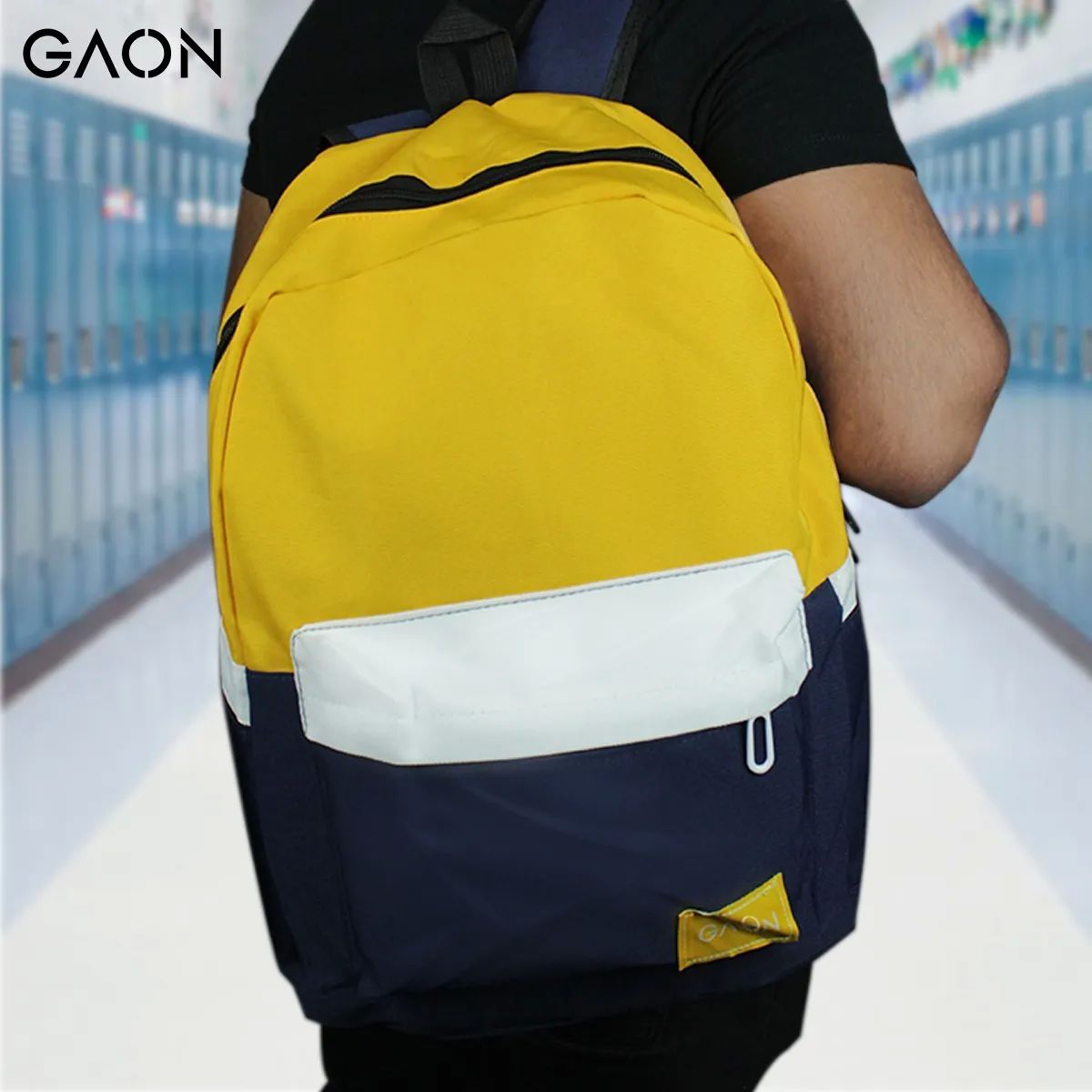 Mochila Backpack Juvenil Unisex Amarillo con Azul