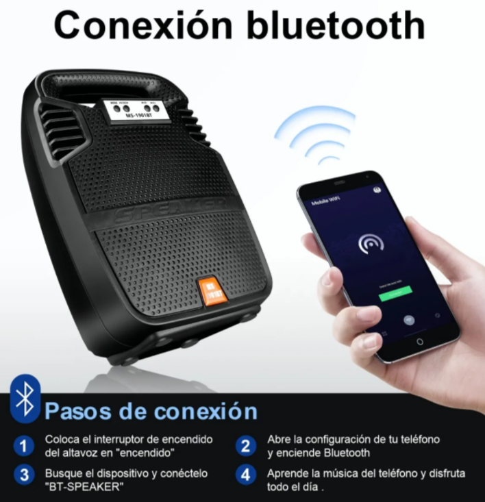 Bocina Bluetooth 6.5 Pulgadas Recargable Usb Micro sd MS-1901BT