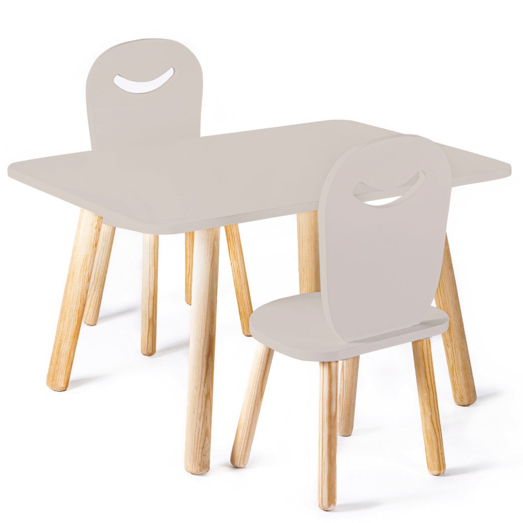 Conjunto de mesa y dos sillas de madera infantiles con cajones - chicBebits