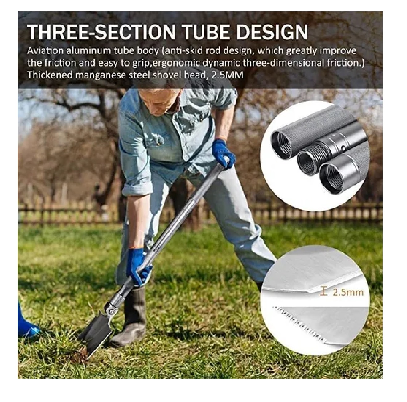 Pala Plegable Táctico Multiuso Con Cuchillo Pedernal Sierra Negro