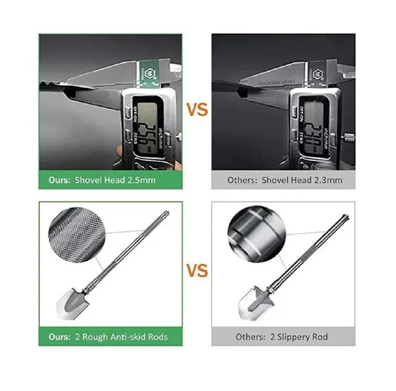 Pala Plegable Táctico Multiuso Con Cuchillo Pedernal Sierra Negro