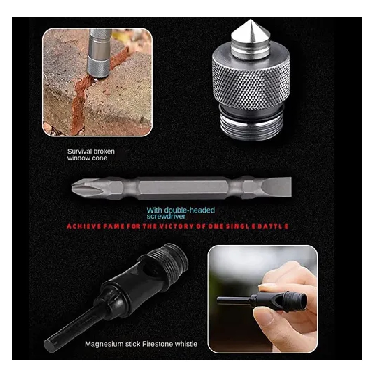 Pala Plegable Táctico Multiuso Con Cuchillo Pedernal Sierra Negro