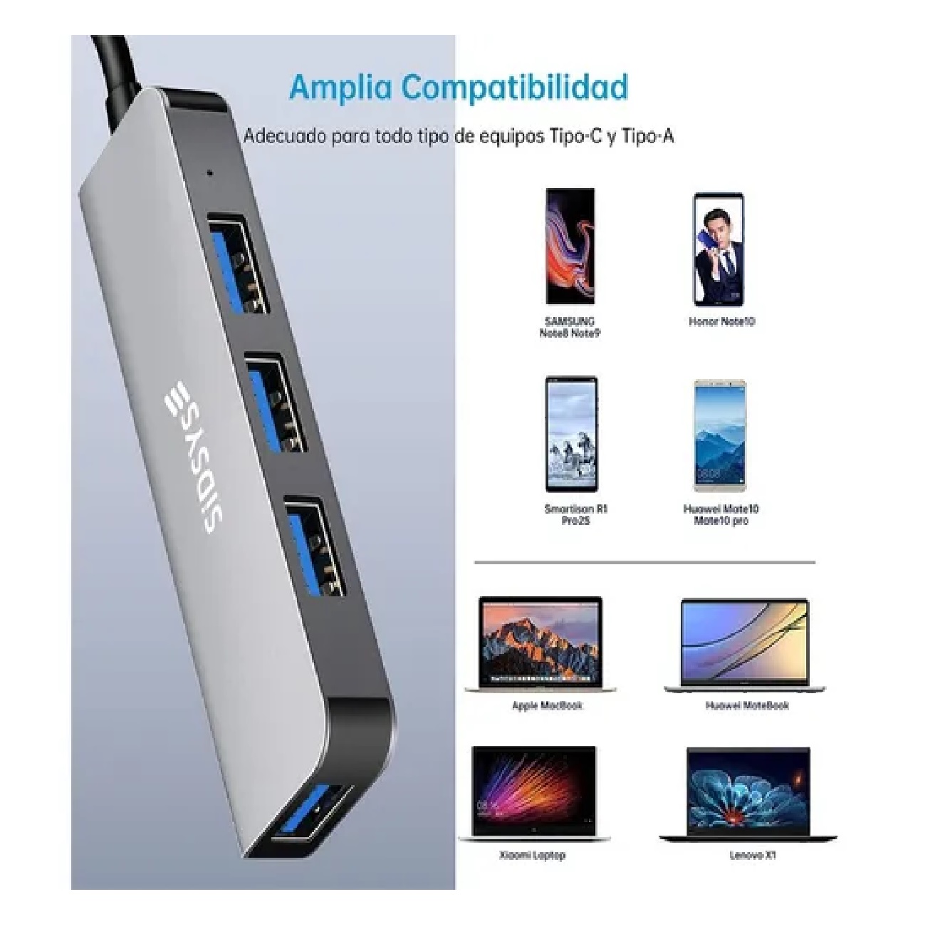 Usb Adaptador Para Laptop 4 puertos  Usb 3.0 Tipo C 5gbps