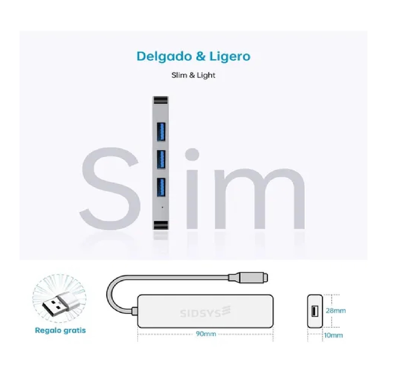 Usb Adaptador Para Laptop 4 puertos  Usb 3.0 Tipo C 5gbps