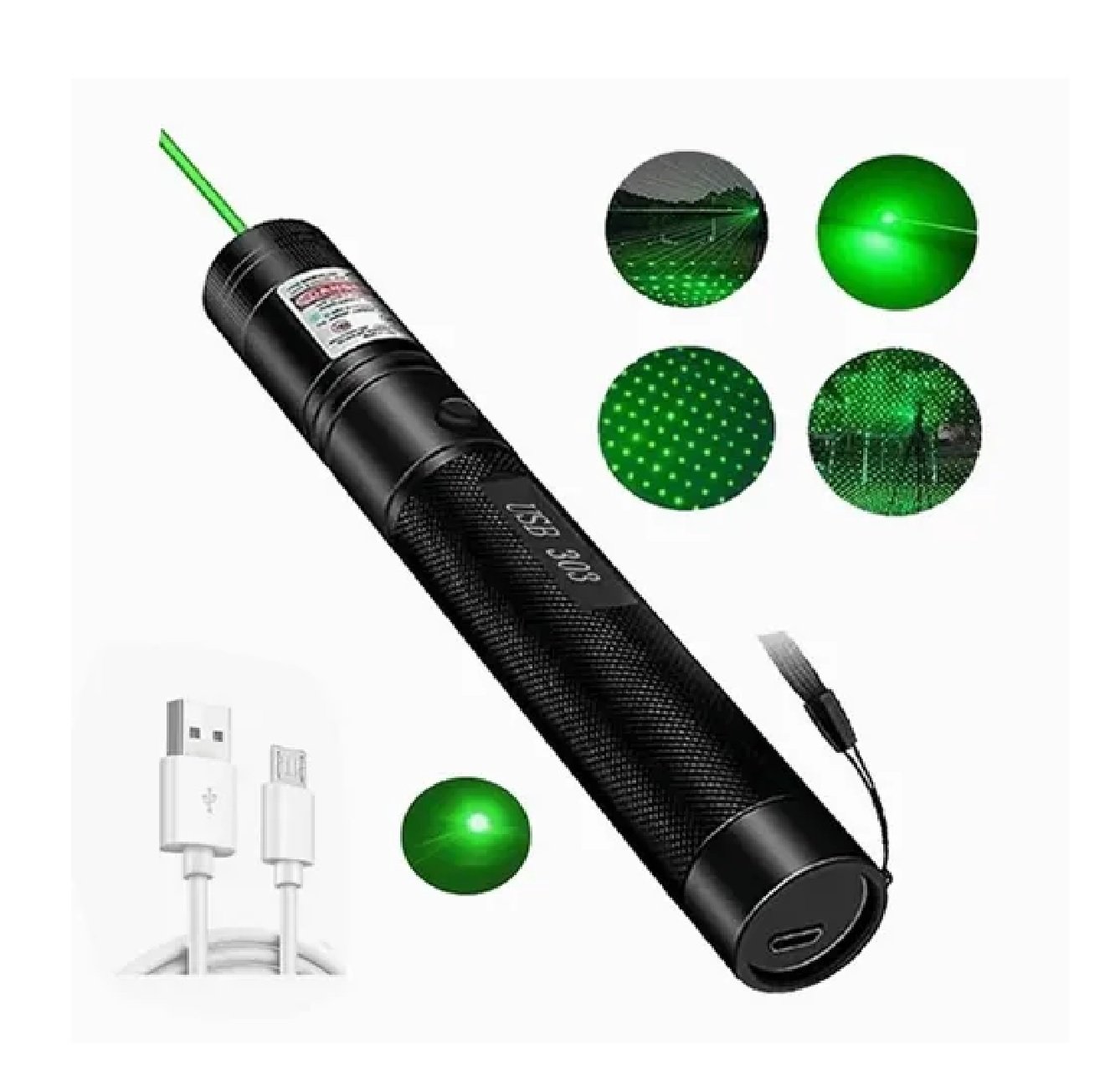 Presentador Puntero Laser Recargable 10 Km Luz Verde + Bateria Cargador -  Generico